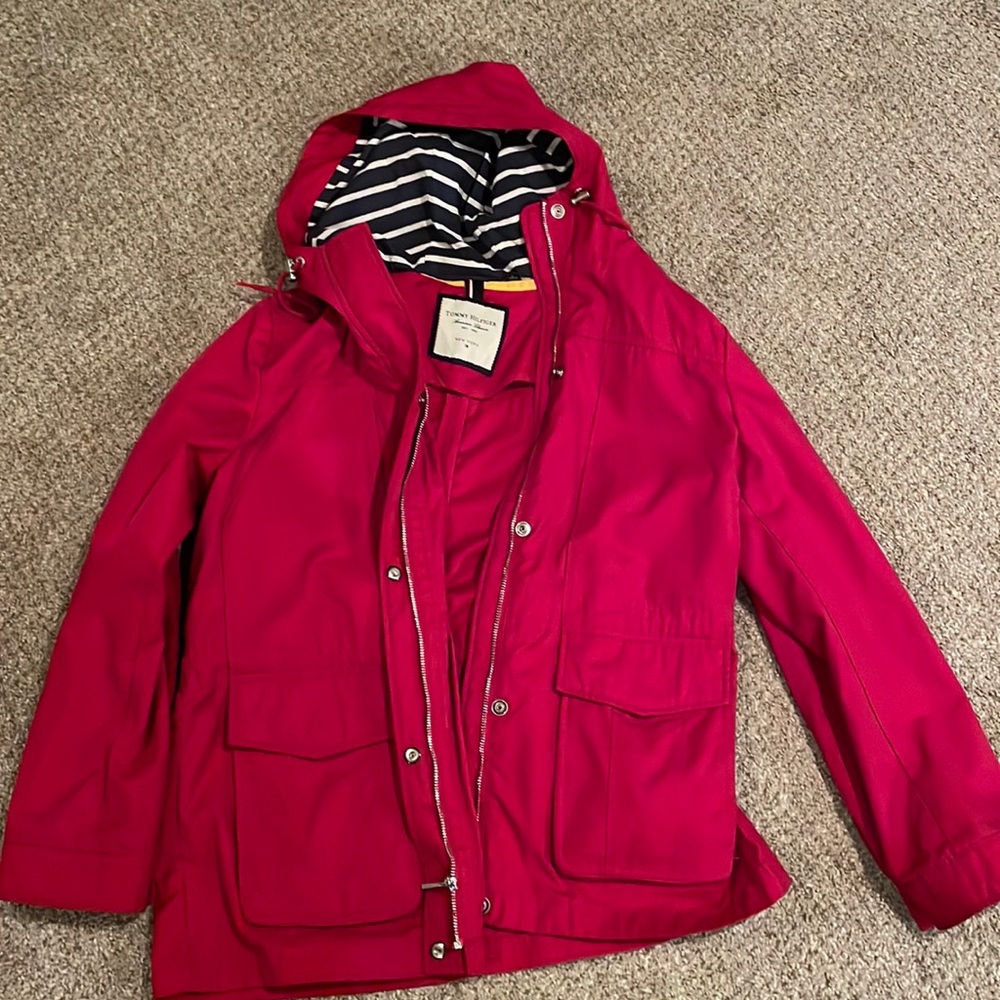 Tommy Hilfiger red rain jacket